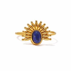 ✨ Gold Sunburst Ring Blue Inlay | PVD Gold Coated Stainless Steel ✨